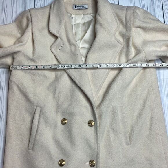 70s Vintage Ivory Wool Forecaster Coat military naval style double breasted Med - Picture 5 of 12